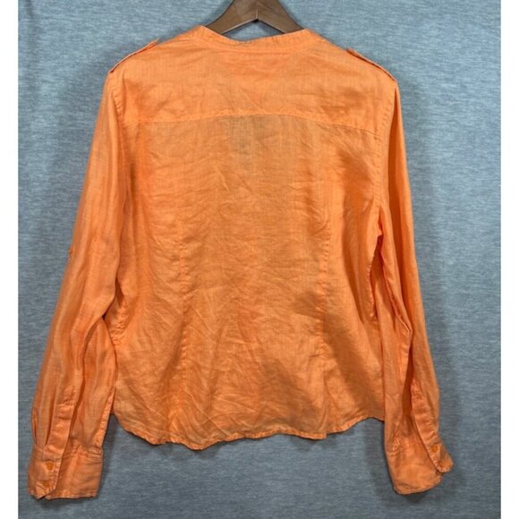 Tommy Hilfiger‎ Womens XL Orange Button Up 100% Linen Shirt - Picture 6 of 6
